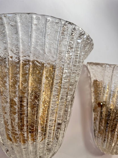 Barovier Murano ‘Grangilia’ Glass Wall Lights – Pair