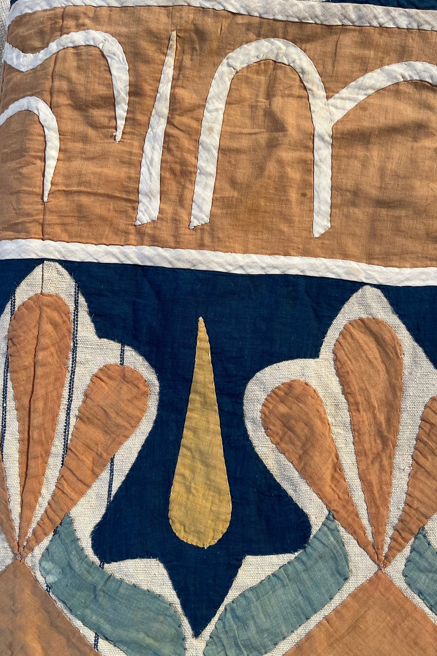 Hand-Stitched Appliqué Textile Wall Hanging, 1930s