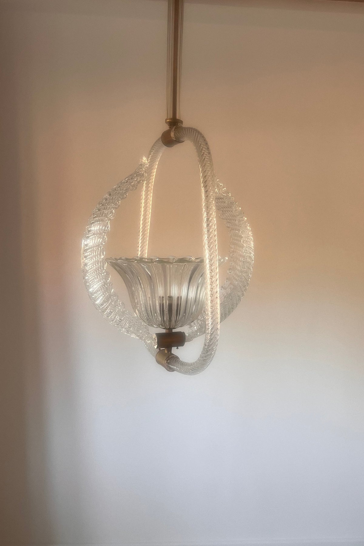 Murano Glass Pendant Light Attributed to Barovier & Toso, circa 1930–1950