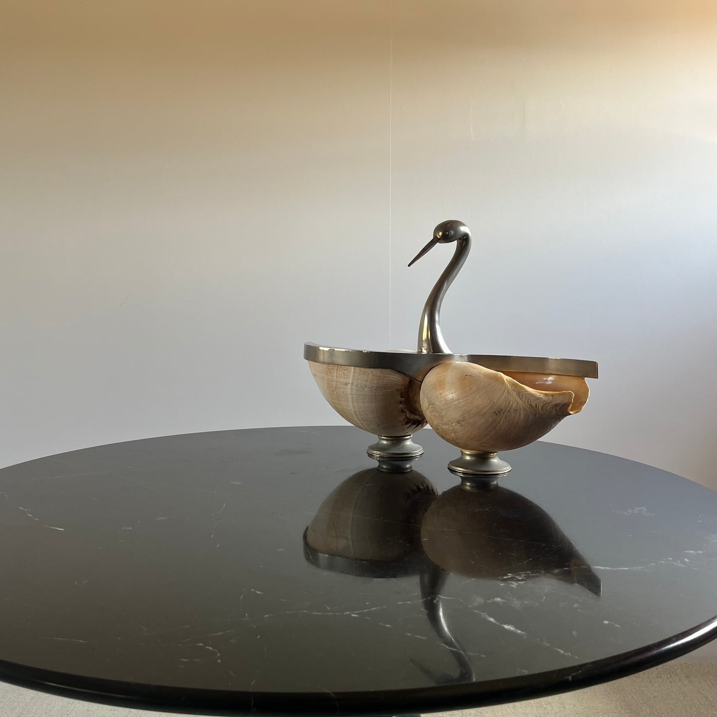 Large Shell Swan Centrepiece, attr. Gabriella Binazzi, Italy, c.1970