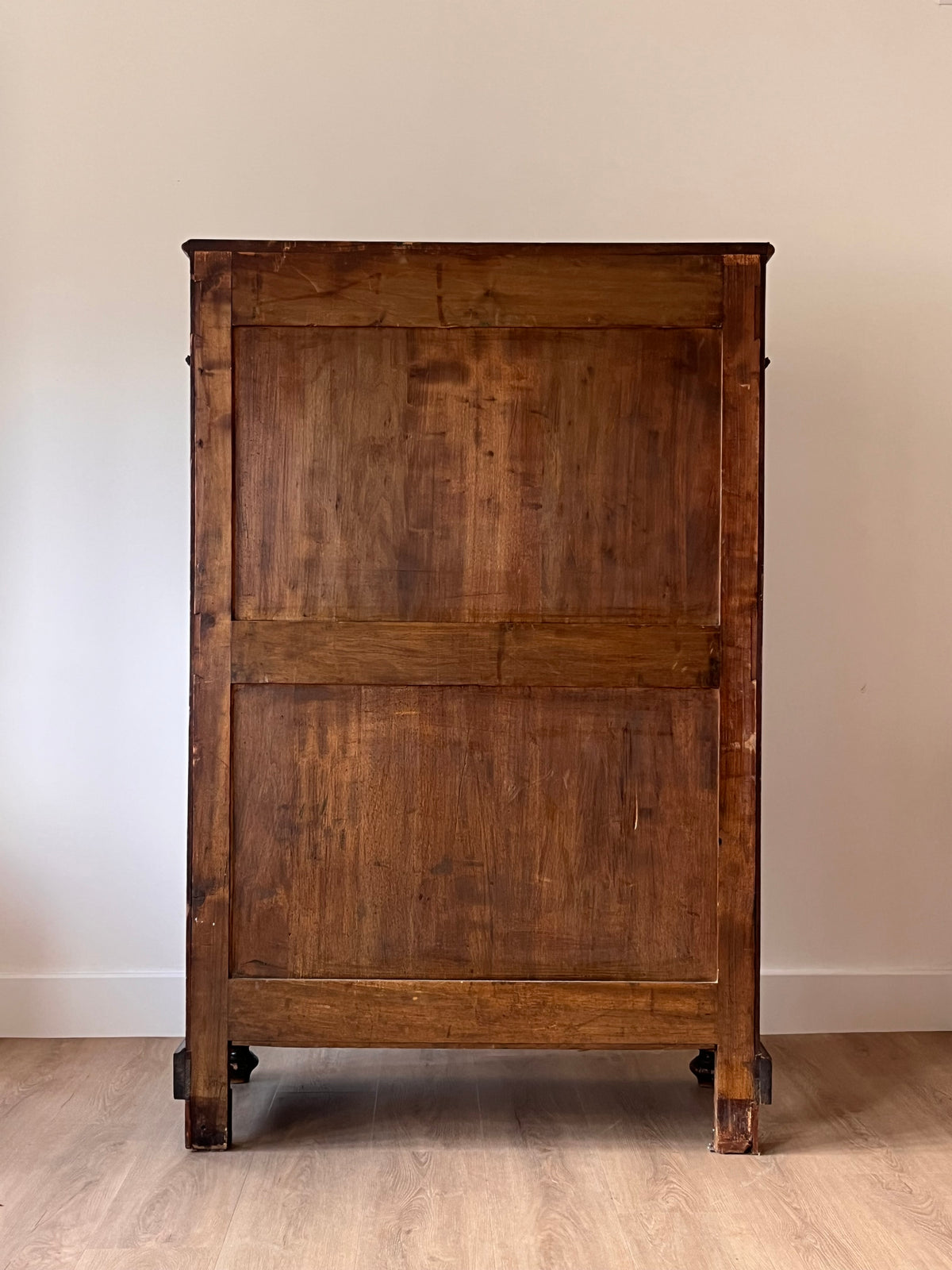 Biedermeier Flame Mahogany Tall Chest of Drawers