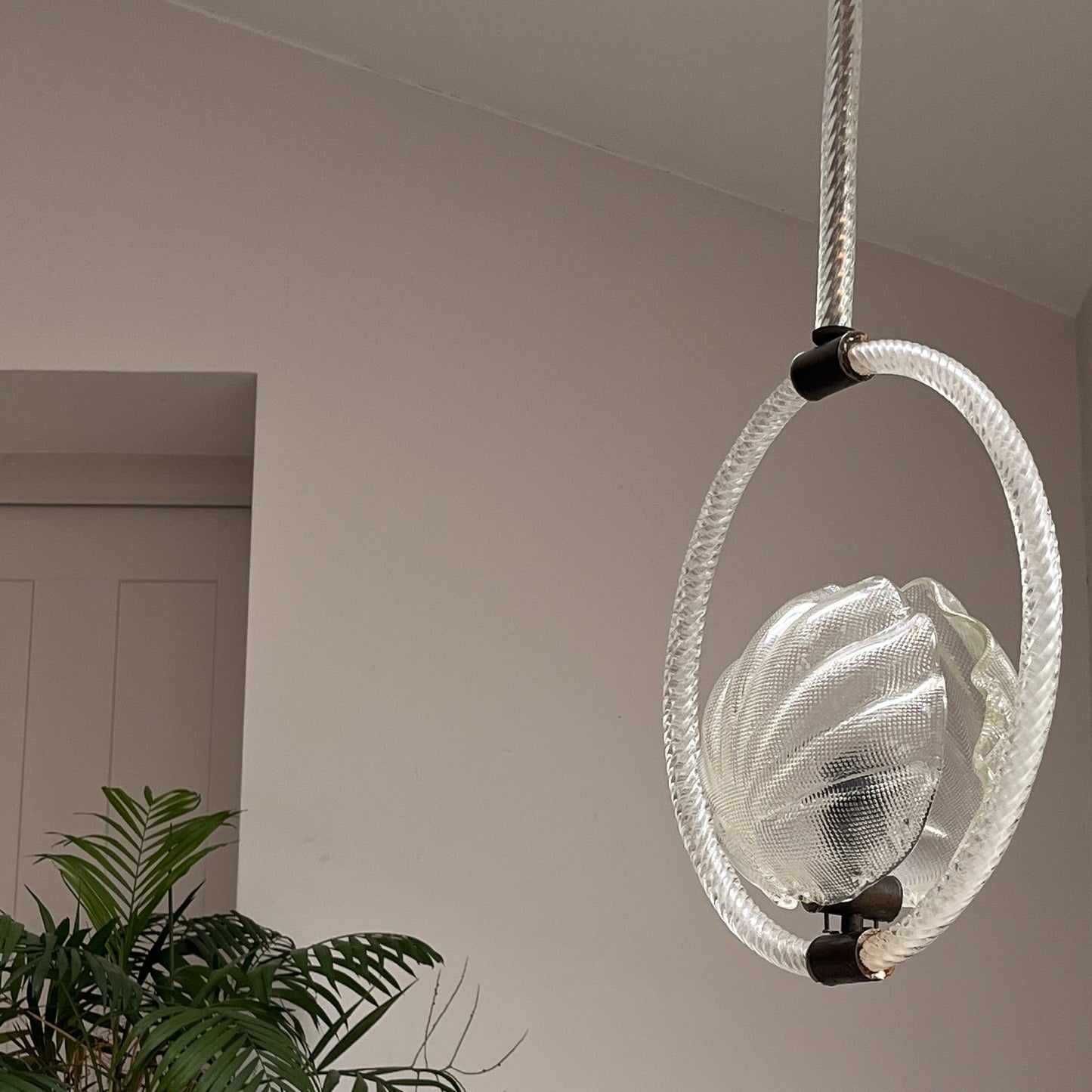 Murano Shell Pendant Light, Attributed to Barovier & Toso