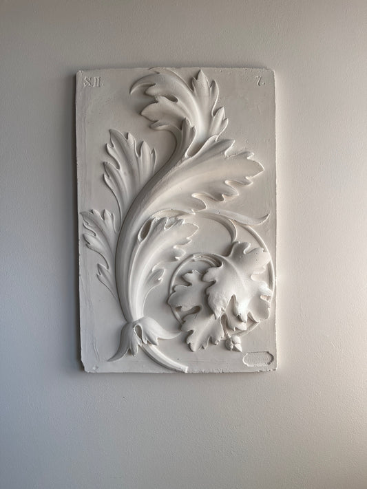 Plaster Acanthus Leaf Relief Panel, Architectural Salvage