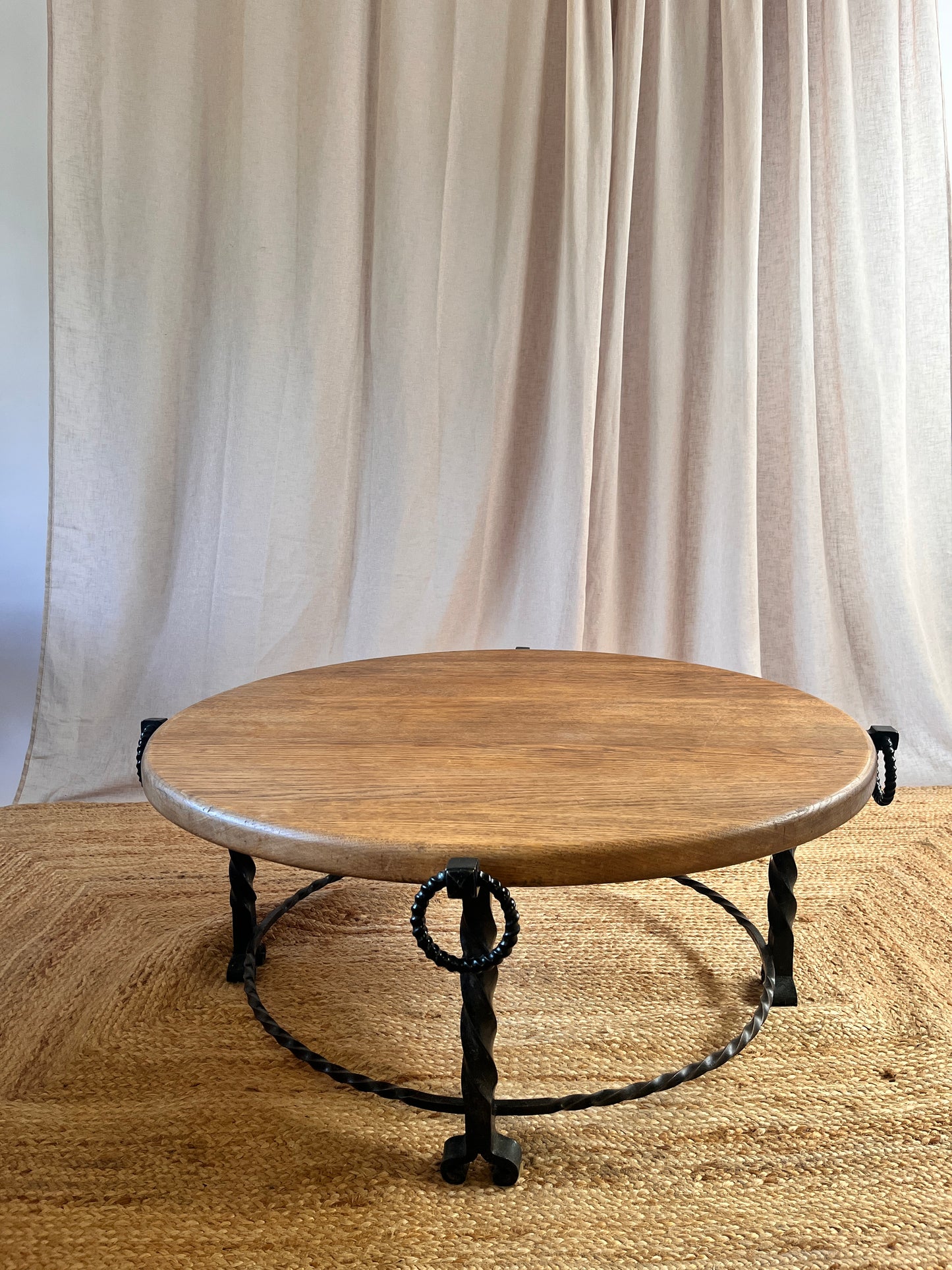 French Oak and Iron Coffee Table, c.1940