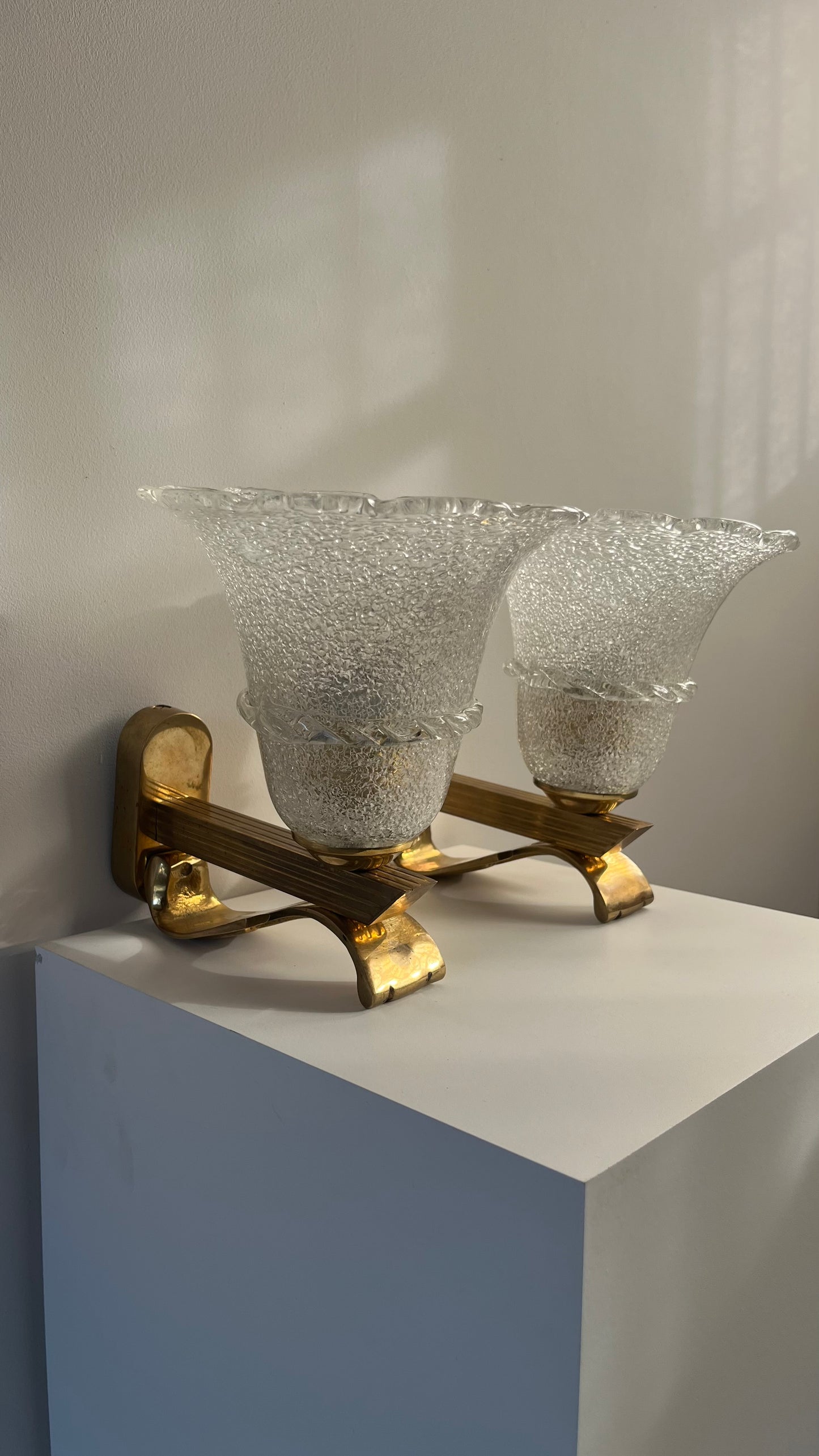 Pair of Italian Murano Pulegoso Wall Sconces, 1940s–50s