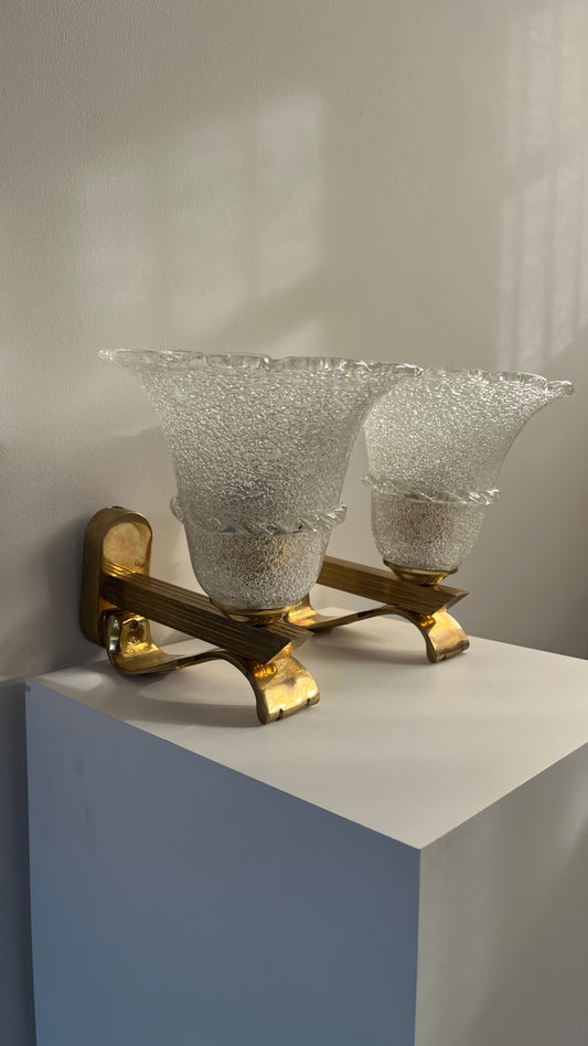Pair of Italian Murano Pulegoso Wall Sconces, 1940s–50s