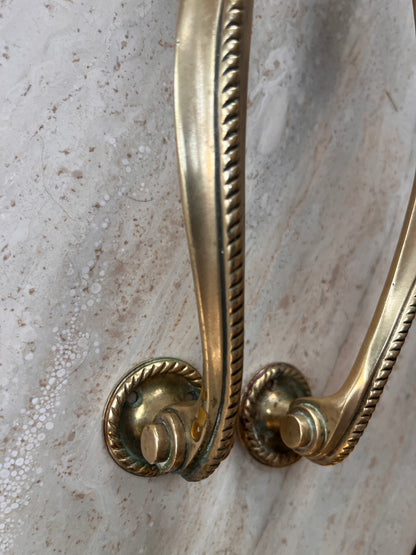 Antique Brass Door Handles with Rope Detail - Early 20th Century Pair