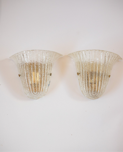Barovier Murano ‘Grangilia’ Glass Wall Lights – Pair
