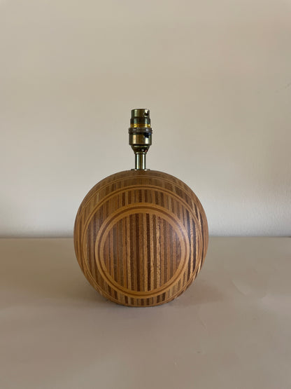 Vintage Turned Wood Lamp With Boucle Shade