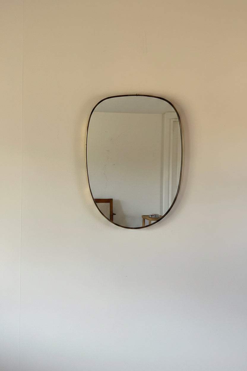 Mid-Century Italian Brass Shield Mirror