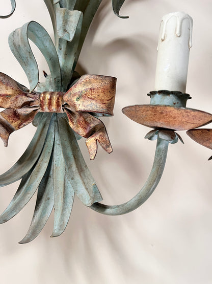 Large Mid-Century French Toleware Sconces (Pair)