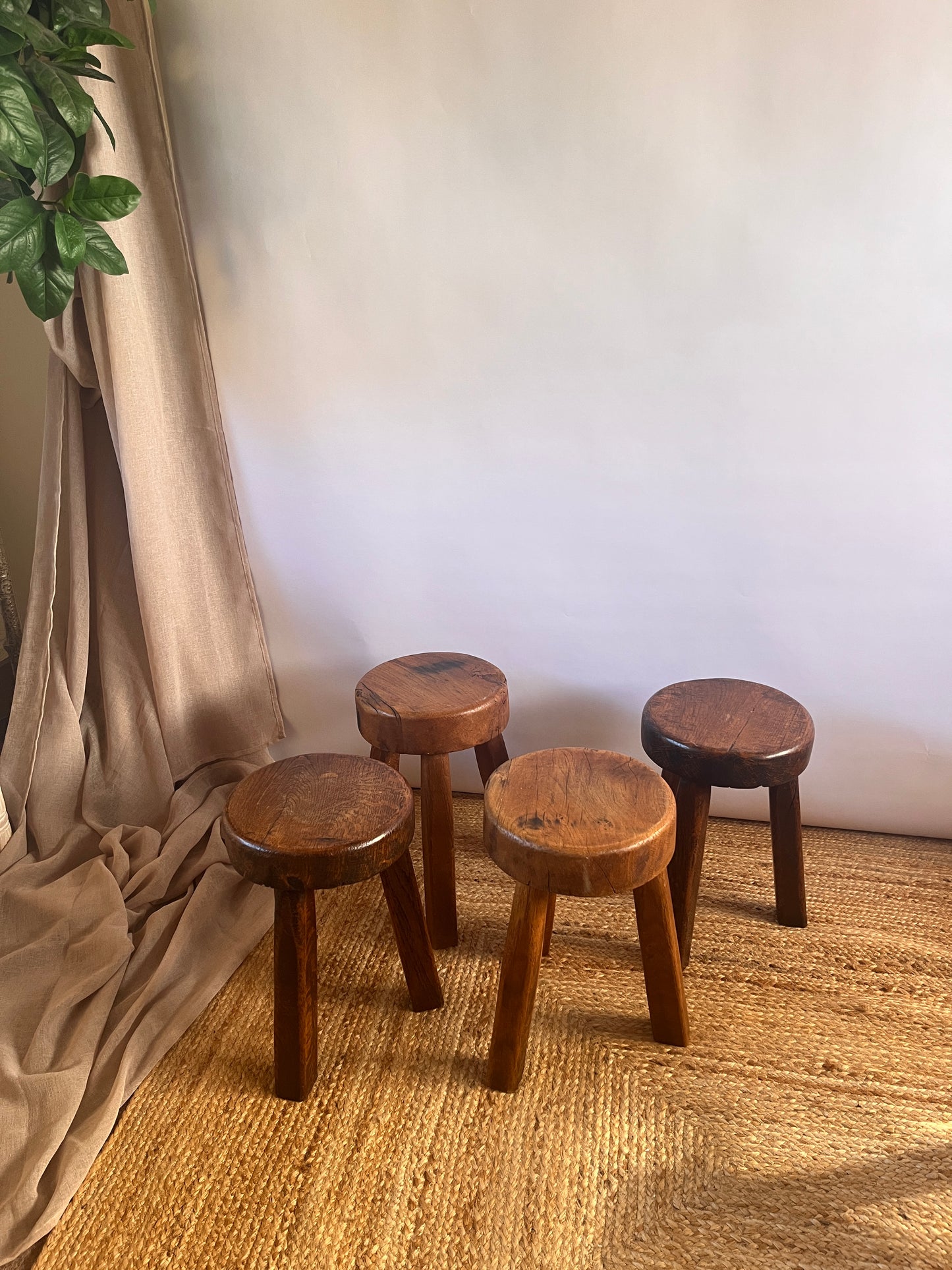 Artisanal French Oak Hock Stool