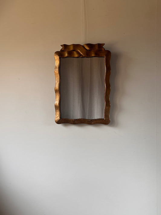 ON HOLD Midcentury Italian Gilded Mirror with Ribbon Detail