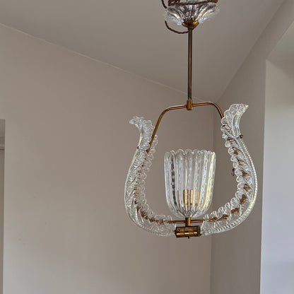 Mid-Century Murano Glass Pendant Light attr. Barovier & Toso