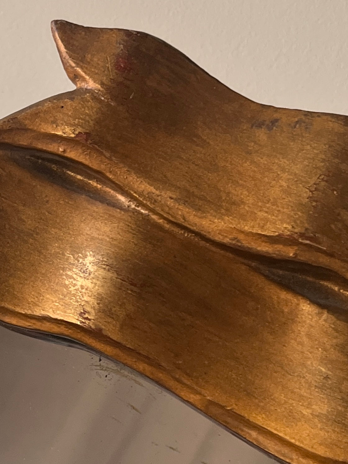 ON HOLD Midcentury Italian Gilded Mirror with Ribbon Detail