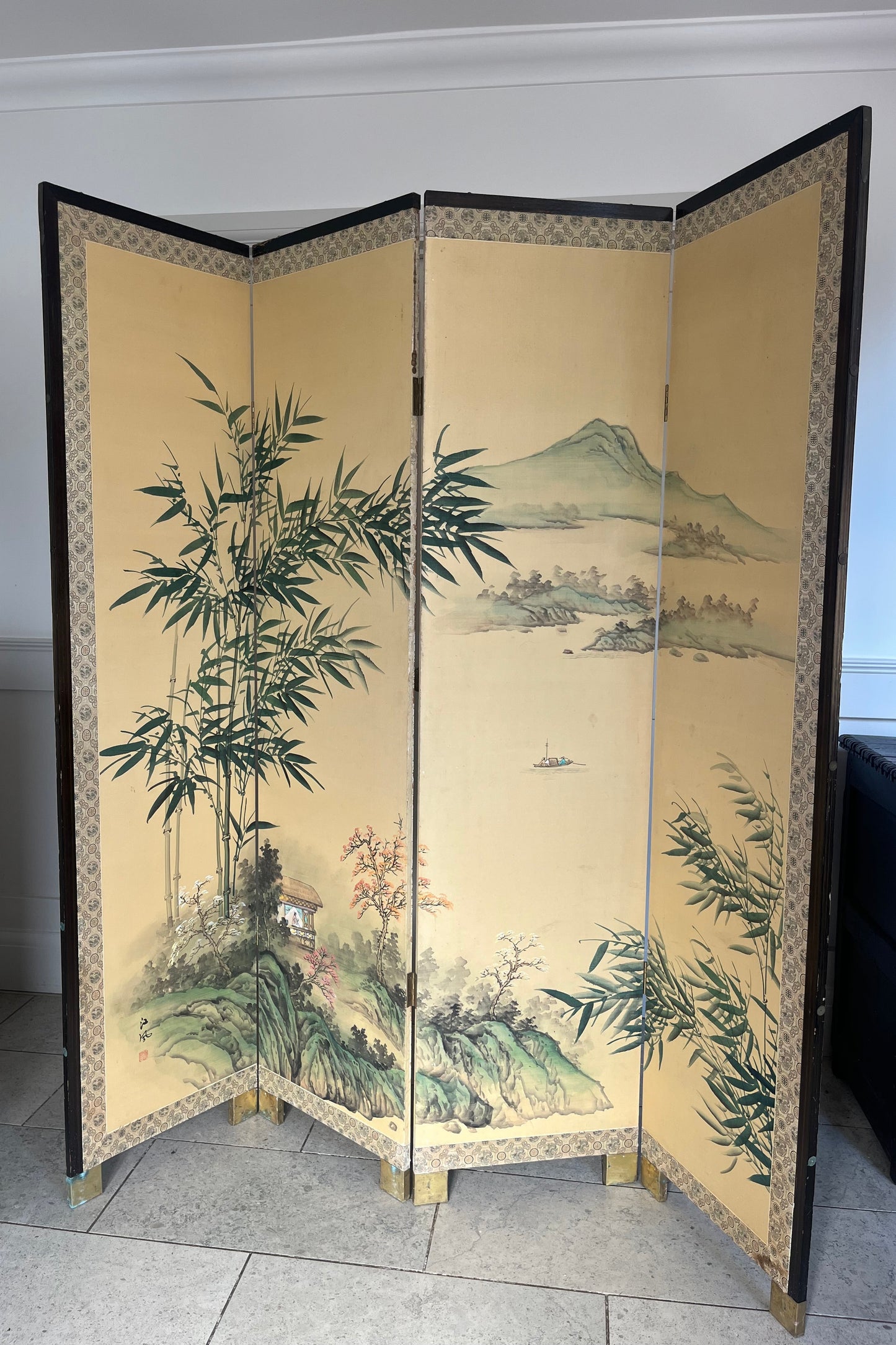 Japanese Four-Panel Byōbu Folding Screen