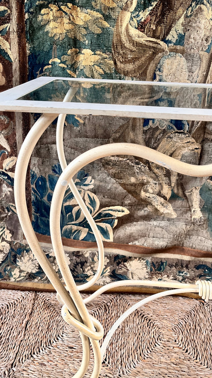 Bespoke French Wrought Iron Console Table with Glass Top