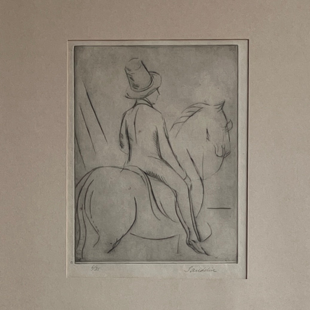 Swedish Etching "Rider" by Börje Sandelin (1926–1970)