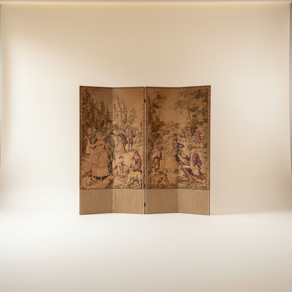 French Four-Panel Folding Screen in Aubusson-Style Tapestry, Early 20th Century