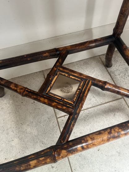 Tortoiseshell  Bamboo Two-Tier Side Table with Glass Top C.1900