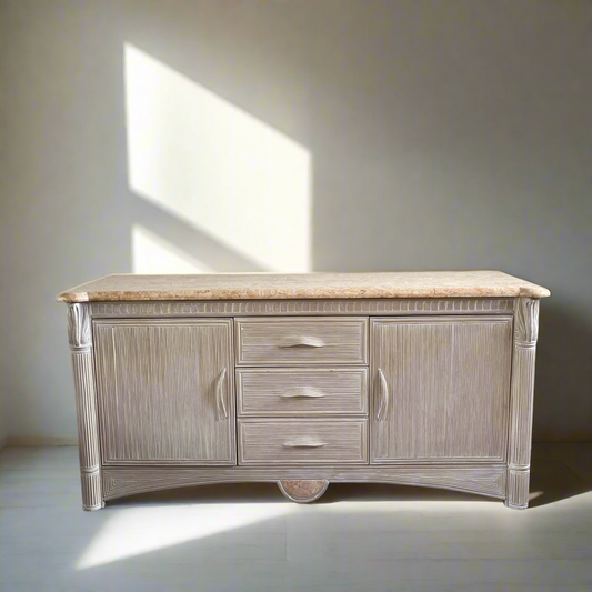 pencil reed sideboard with marble top