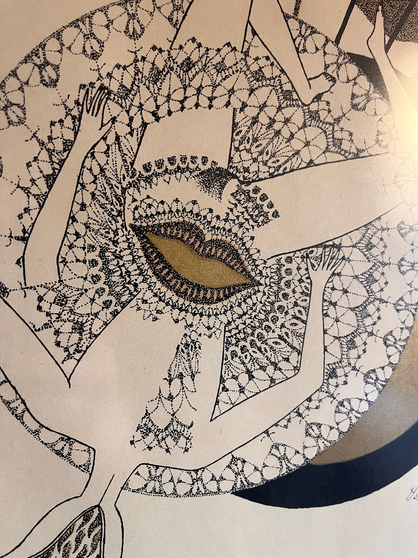 Surrealist Lithograph by Max Walter Svanberg, Sweden C. 1950.