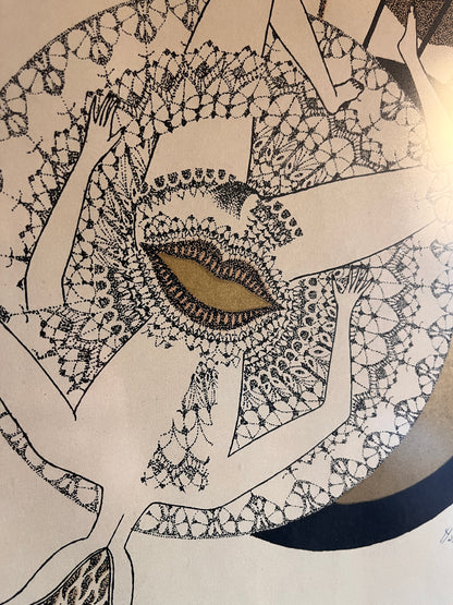 Surrealist Lithograph by Max Walter Svanberg, Sweden C. 1950.