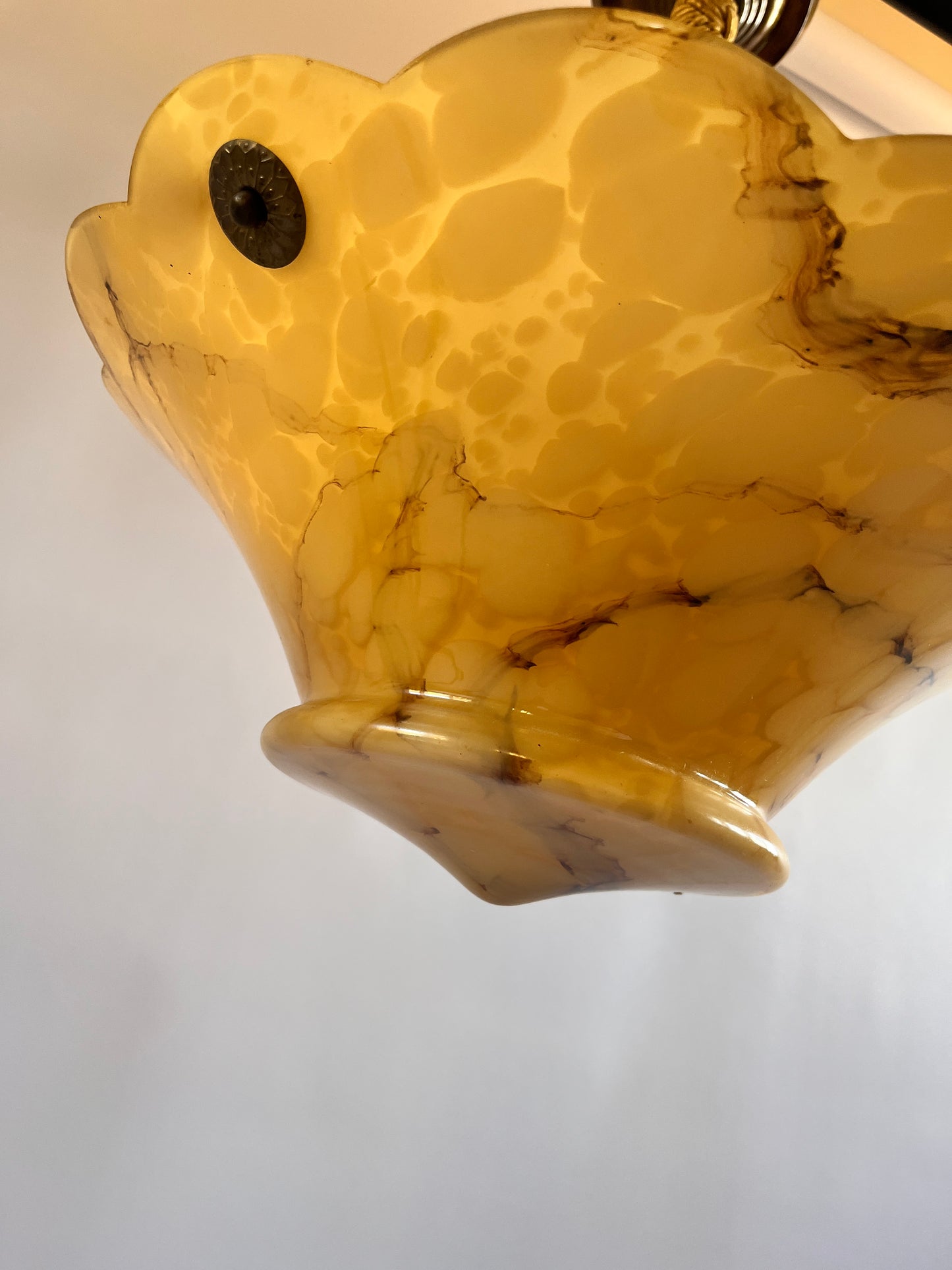 Vintage Swedish Marbled Glass Pendant Light c.1940s