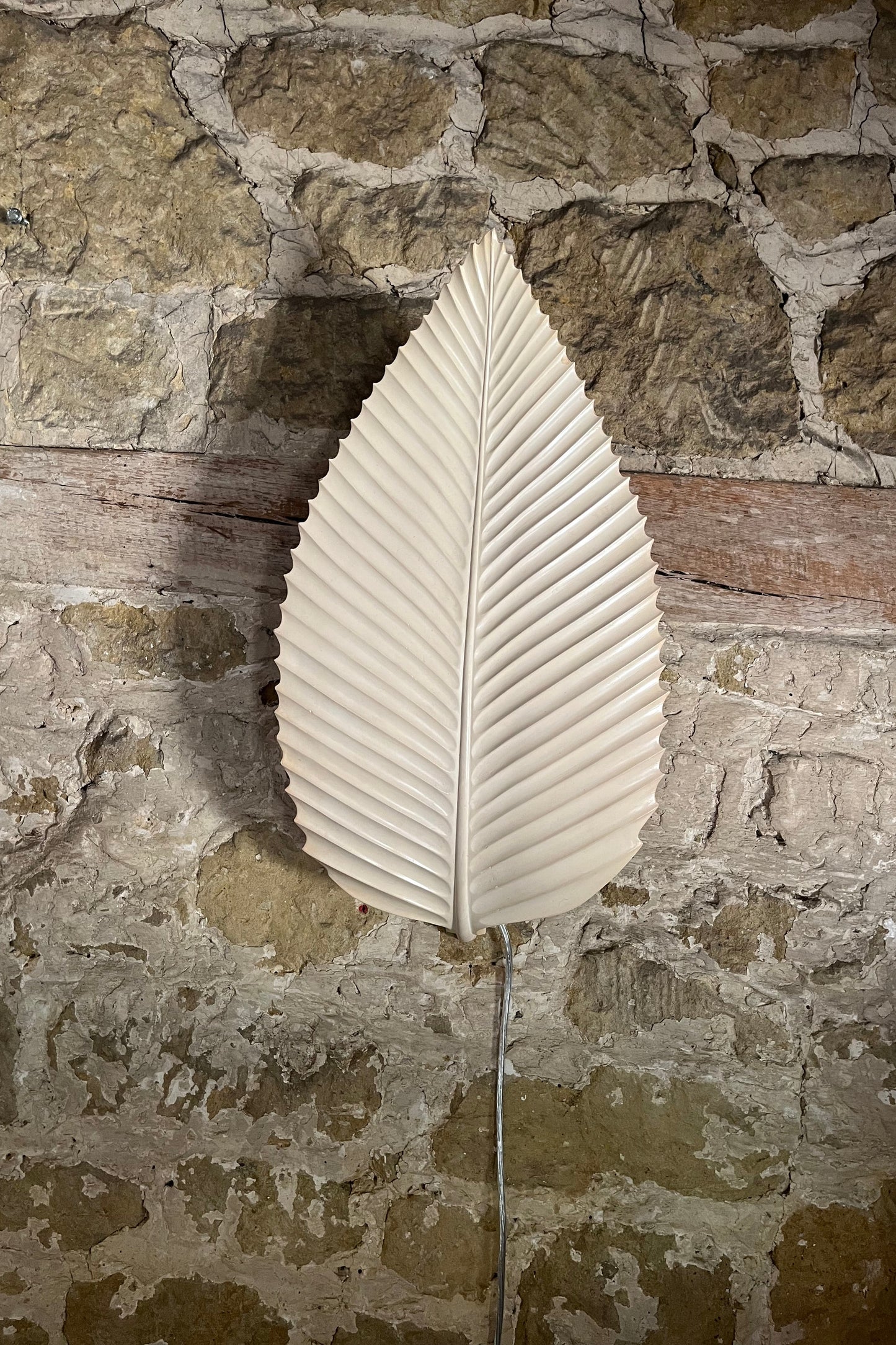 Pair of French Plaster Leaf-Form Wall Lights c.1970