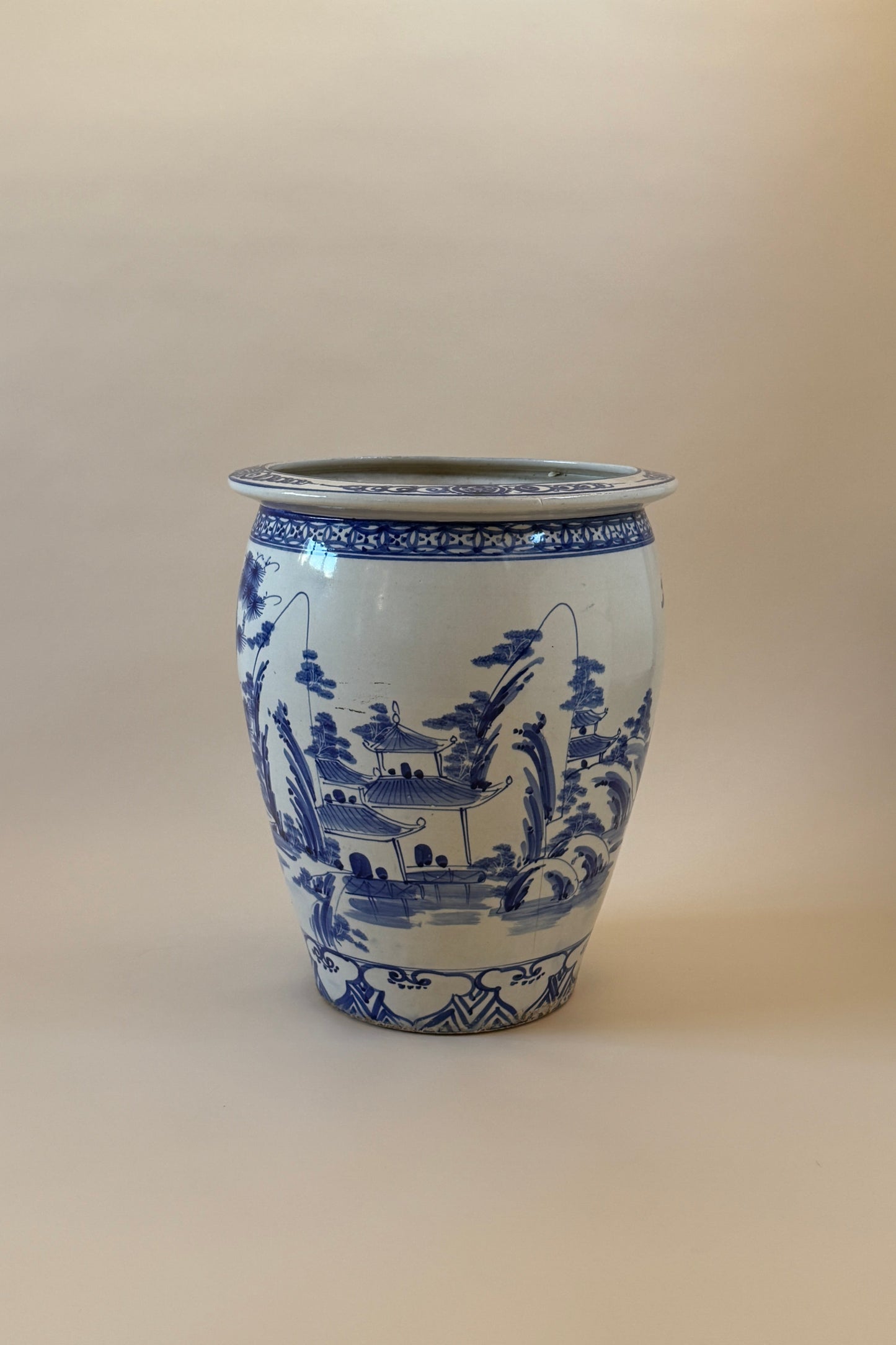 19th Century Chinese Blue & White Porcelain Jardinière
