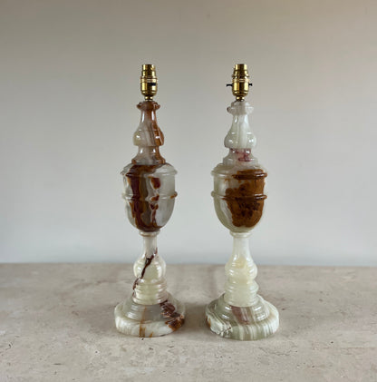 Pair of Super Quality Mid-Century Solid Onyx Table Lamps.