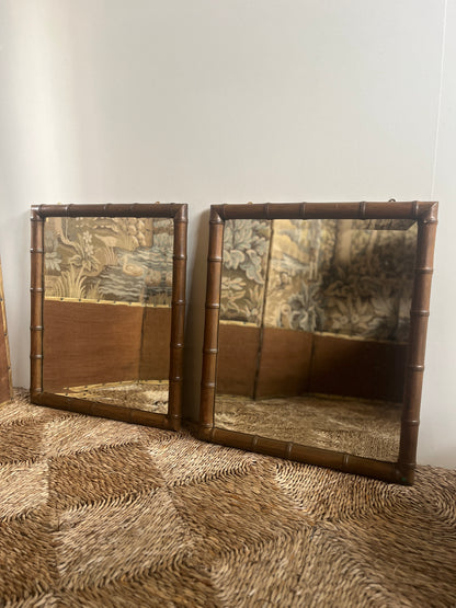 Pair Antique Faux Bamboo Mirrors