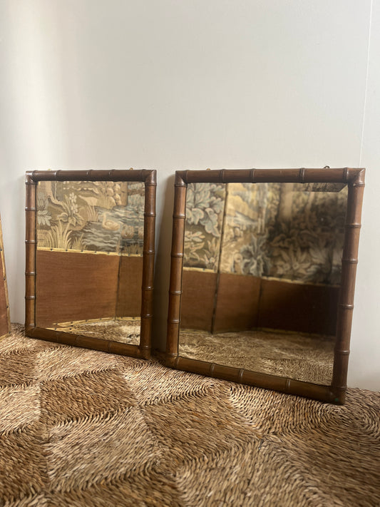 Pair Antique Faux Bamboo Mirrors
