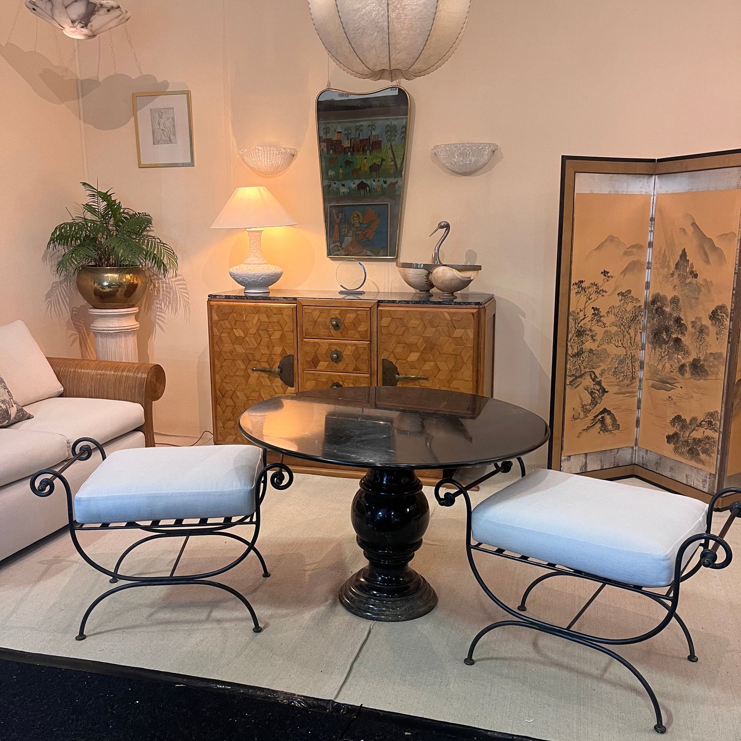 Large Pair of Italian Curule Stools, c.1950