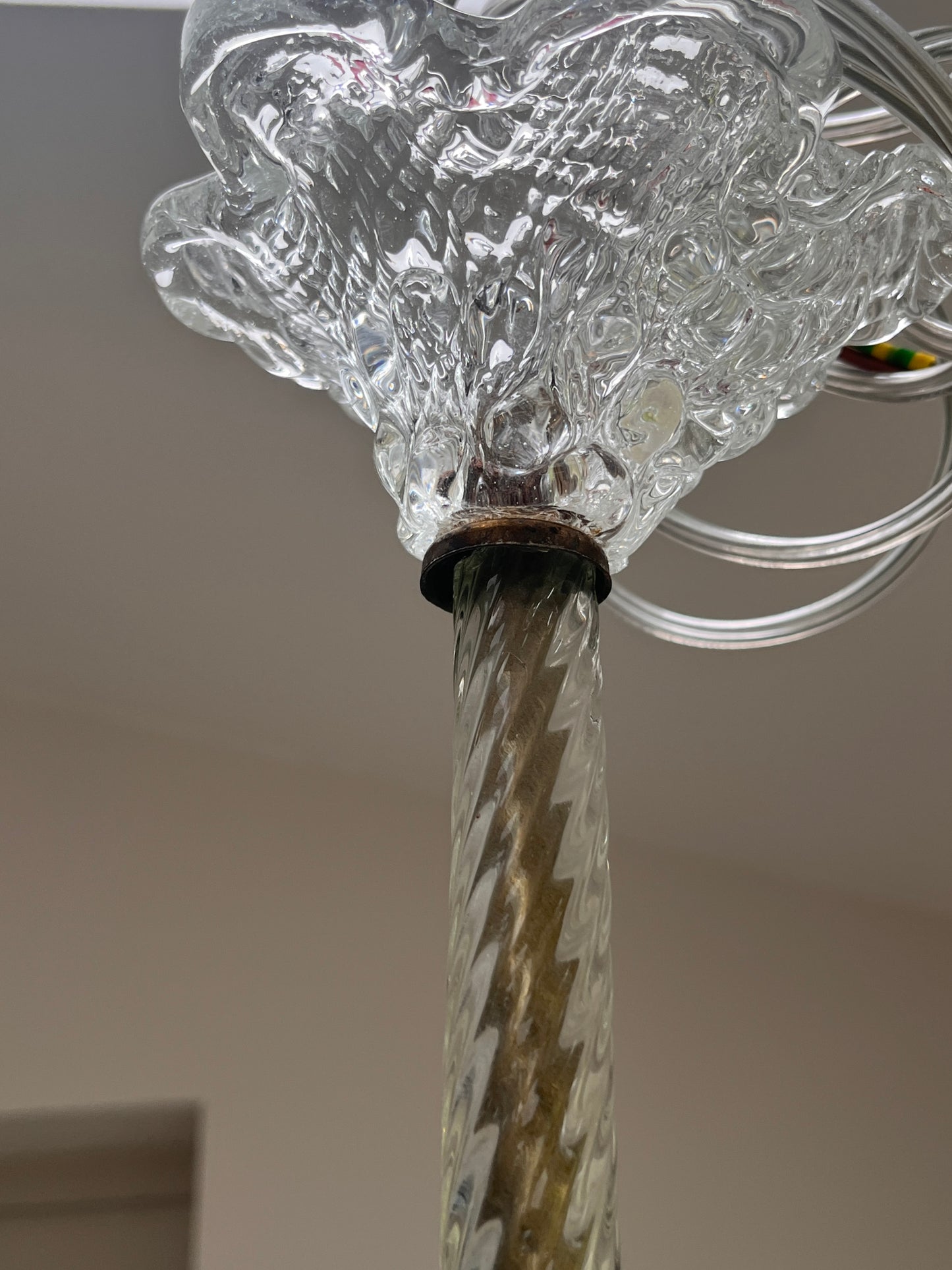 Murano Shell Pendant Light, Attributed to Barovier & Toso