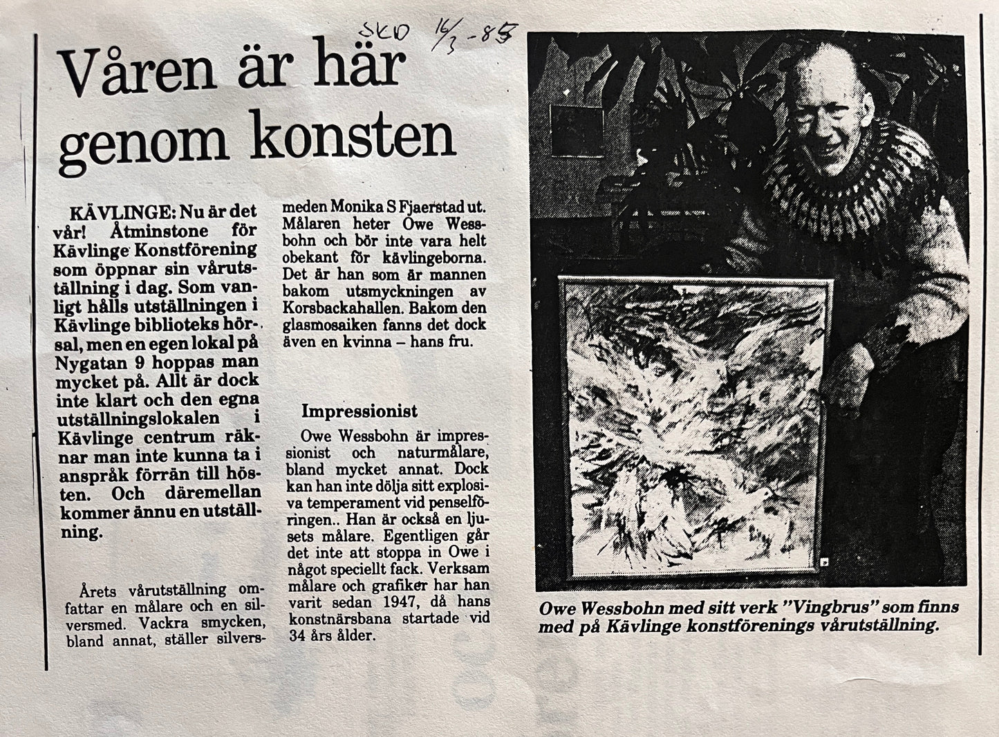 Swedish Oil On Canvas by Owe Wessbohn. 1985.