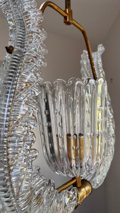 Mid-Century Murano Glass Pendant Light attr. Barovier & Toso