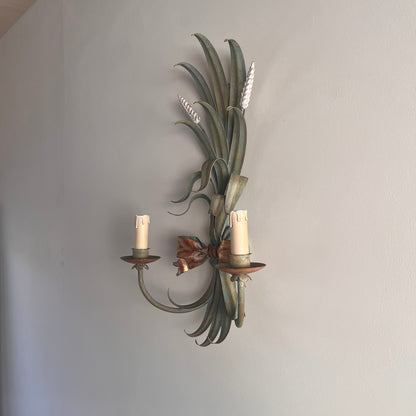 Large Mid-Century French Toleware Sconces (Pair)