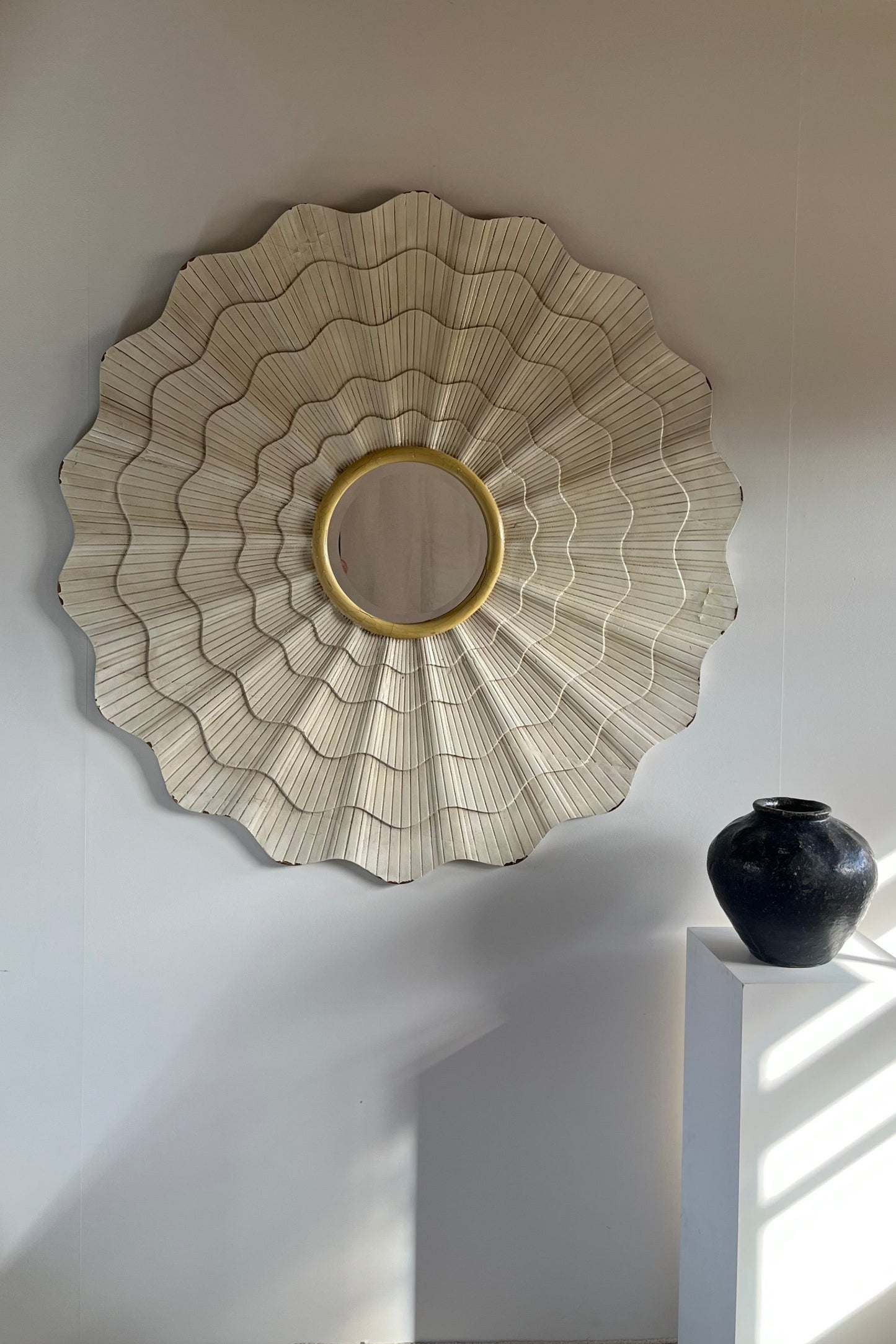 Large Vintage  French Scalloped Mirror