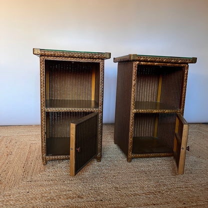 Pair of Mid-Century Woven Cabinets By Lloyd Loom