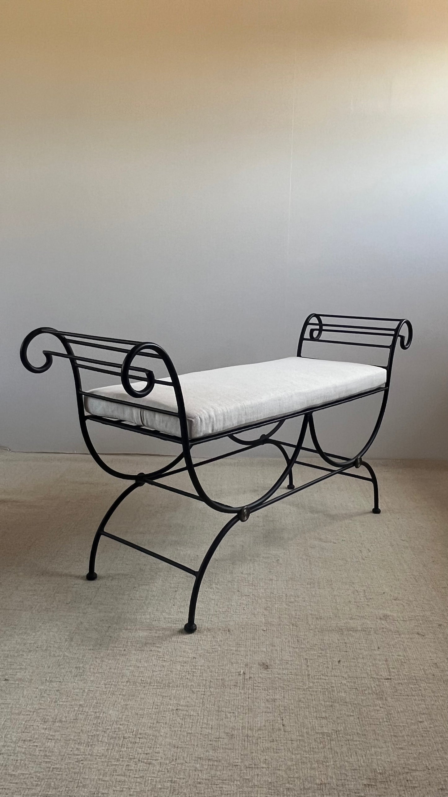 French Wrought Iron Curule Bench