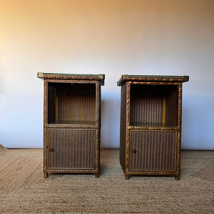 Pair of Mid-Century Woven Cabinets By Lloyd Loom