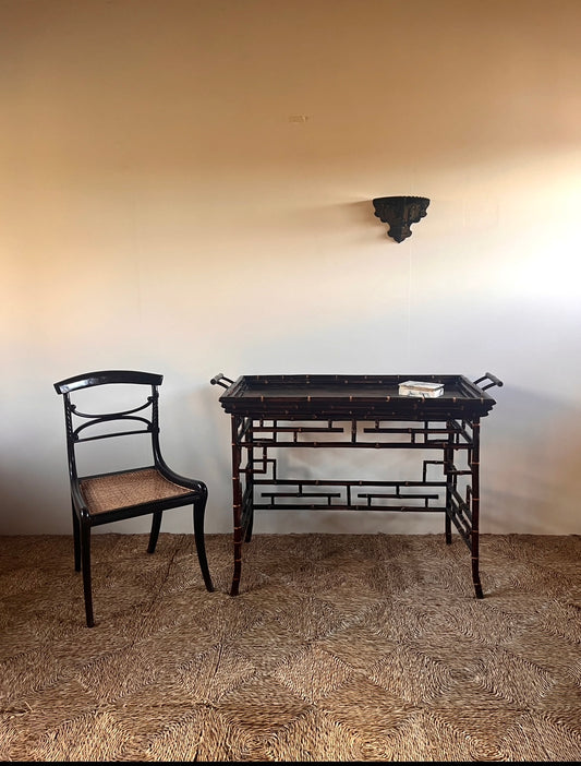 Midcentury Chinoiserie Bamboo Tray Table