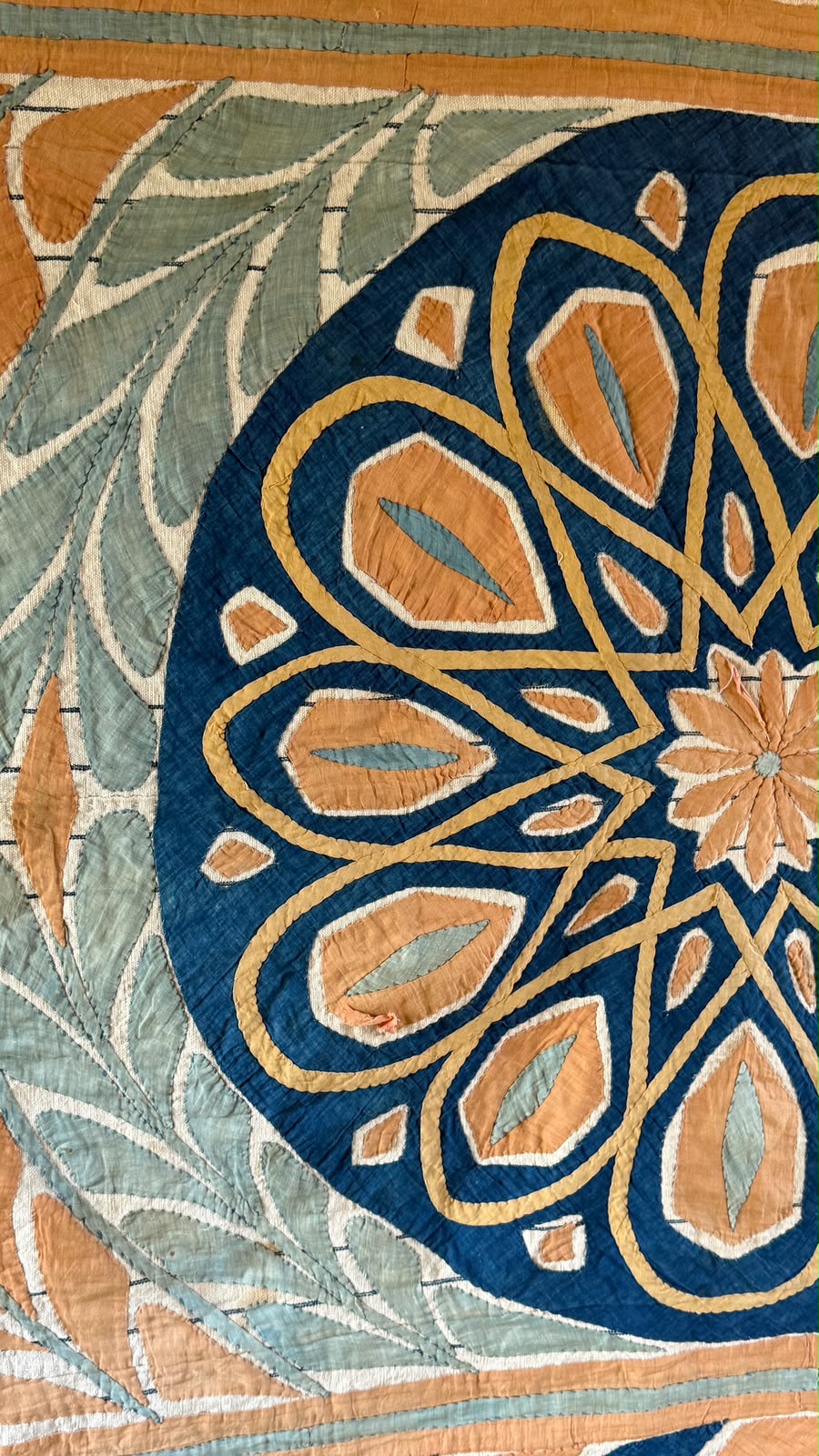 Hand-Stitched Appliqué Textile Wall Hanging, 1930s
