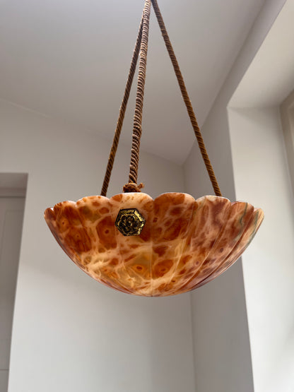 Art Deco Tortoiseshell Alabaster Plafonnier