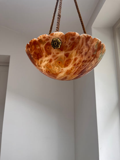 Art Deco Tortoiseshell Alabaster Plafonnier
