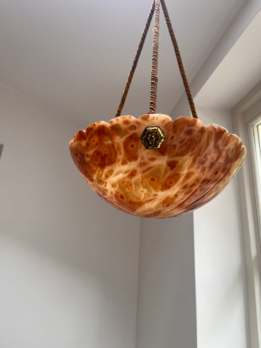 Art Deco Tortoiseshell Alabaster Plafonnier