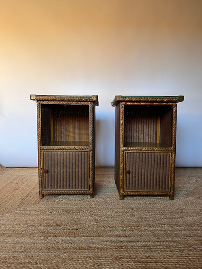 Pair of Mid-Century Woven Cabinets By Lloyd Loom
