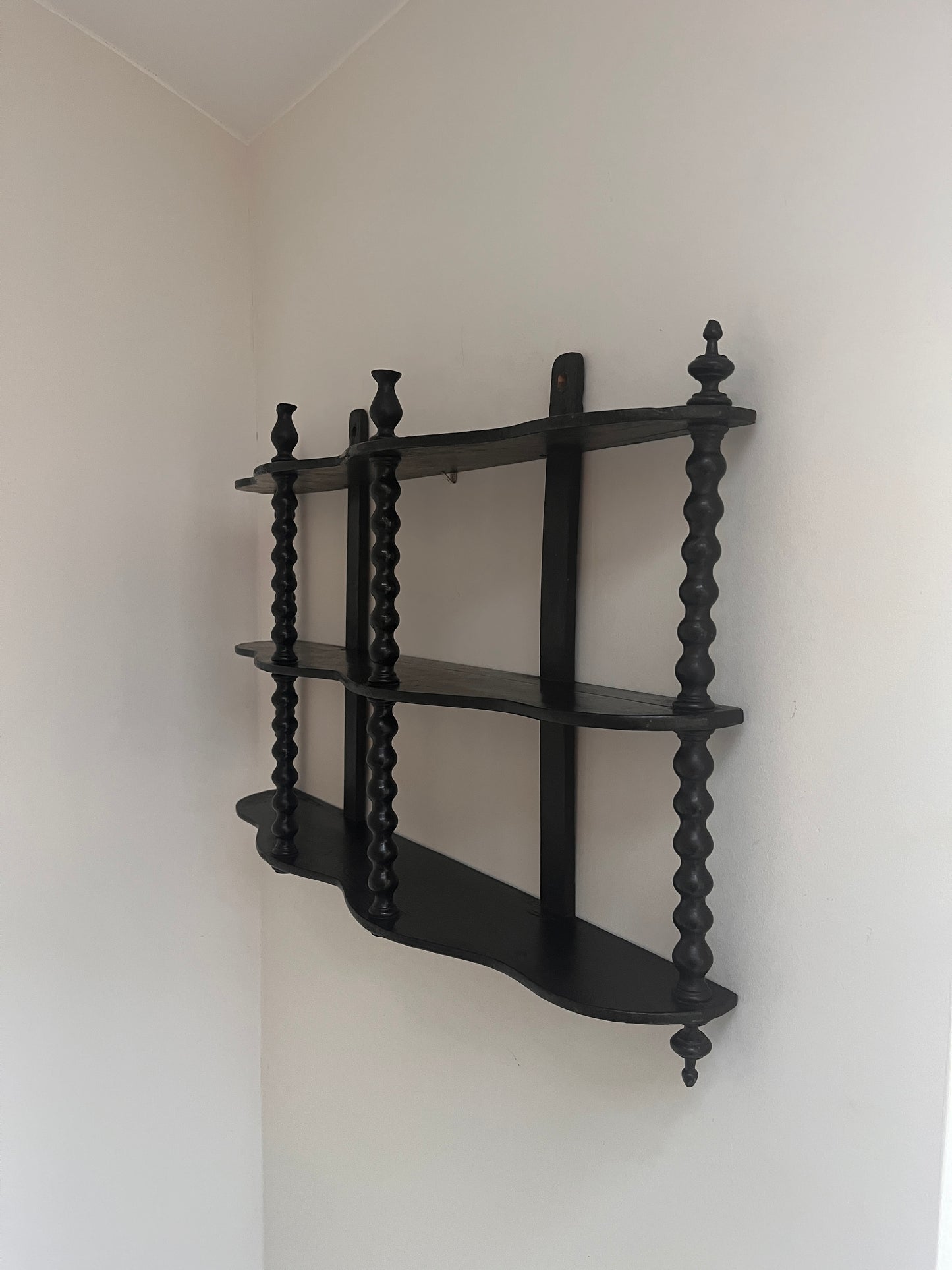 Ebonised Antique French Bobbin Shelves