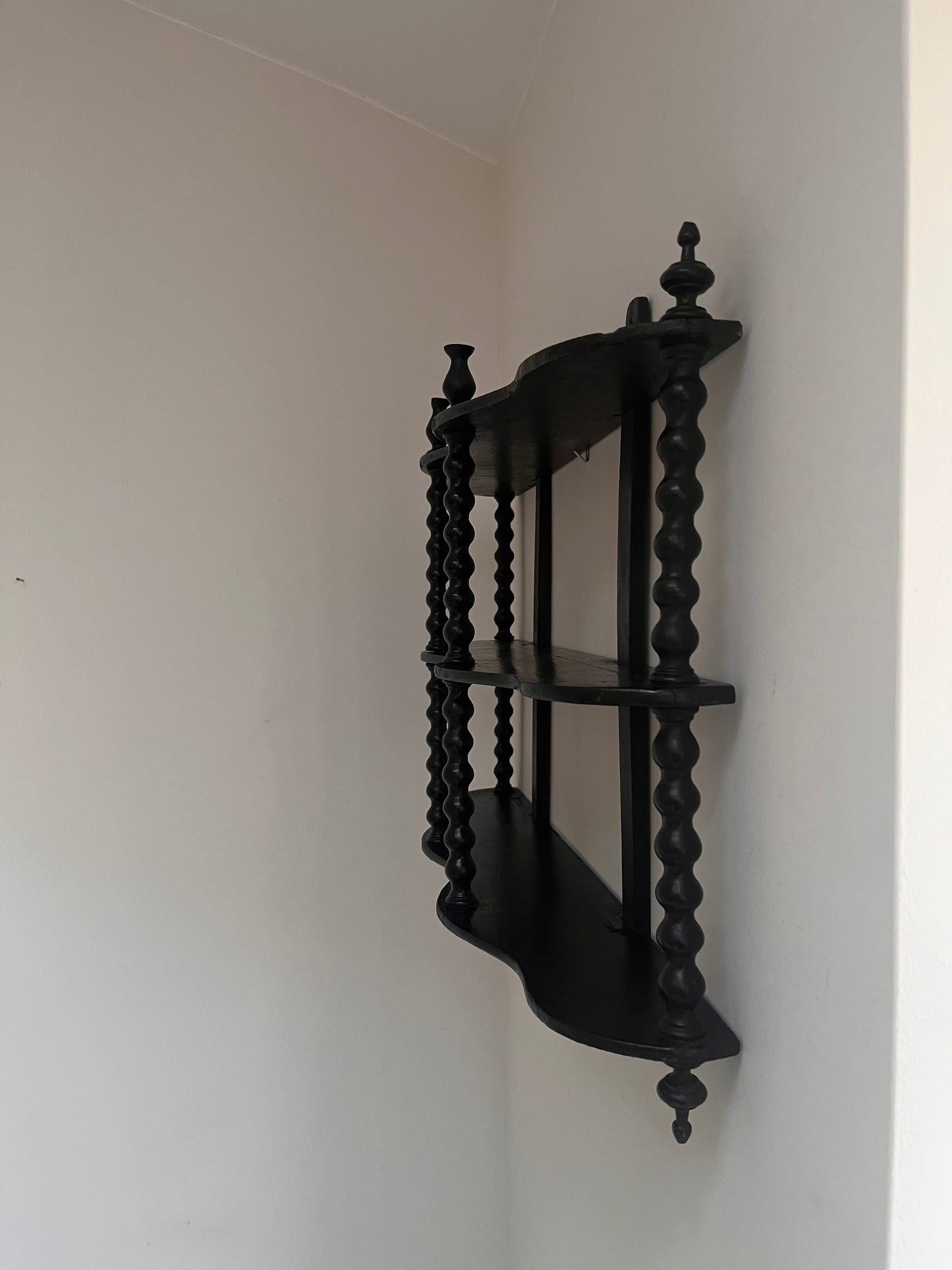 Ebonised Antique French Bobbin Shelves